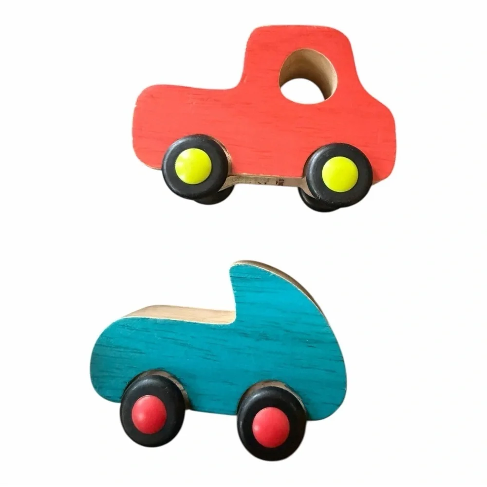 Lot of 14 Wooden Toy Cars Trains Montessori Pretend Play Melissa & Doug